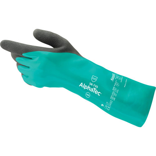 Gants r&eacute;sistants &agrave; la coupure et aux produits chimiques 58-735 AlphaTec, Taille 6, 13" lo, Nitrile, Doublure en Nylon, 39 mils Duraquip Inc