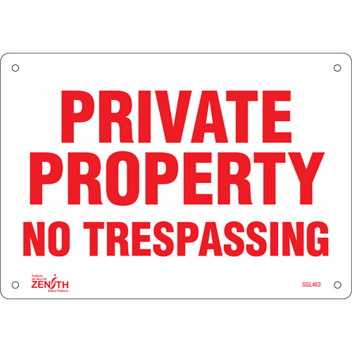 Enseigne Private Property, 7" x 10", Aluminium, Anglais Duraquip Inc