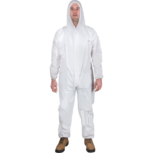 Hooded Coveralls, Medium, White, SMS Duraquip Inc