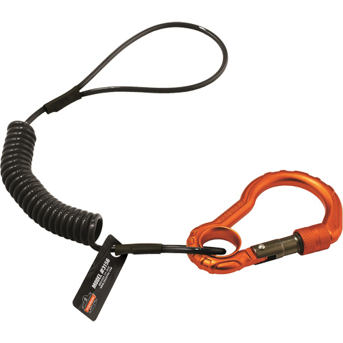 Squids&reg; 3156 Tool Lanyard, Coil, Carabiner/Loop Duraquip Inc