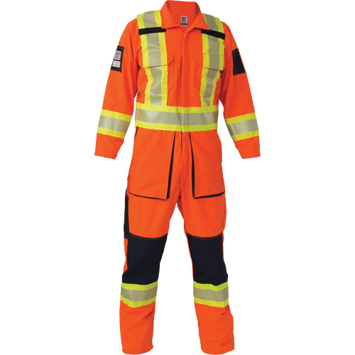 Combinaison ind&eacute;chirable, Moyen (grande taille), Orange haute visibilit&eacute; Duraquip Inc