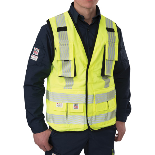 Ripstop Surveyor's Vest, High Visibility Lime-Yellow, Small, Polyester Duraquip Inc