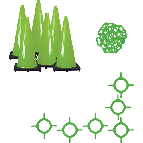 Traffic Cone & Chain Kit, 28", Green Duraquip Inc