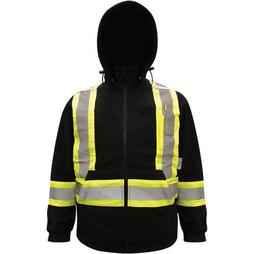 High-Visibility Hoodie, Polyester, Black, Small Duraquip Inc