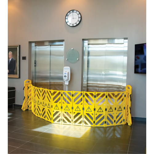 Portable Mobile Barrier, 40" H x 13' L, Yellow Duraquip Inc