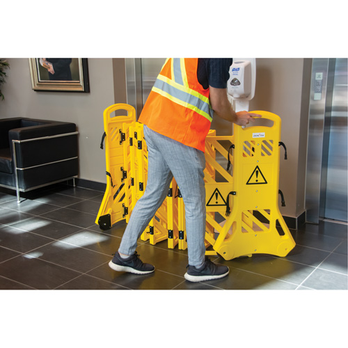 Portable Mobile Barrier, 40" H x 13' L, Yellow Duraquip Inc