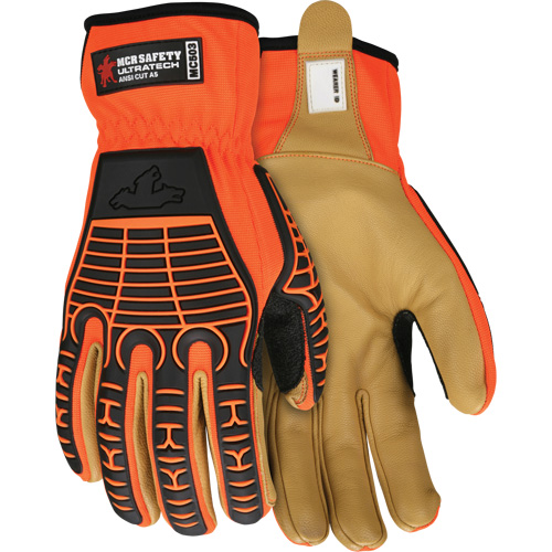 UltraTech Impact Gloves, Medium, Grain Leather Palm, Slip-On Cuff Duraquip Inc