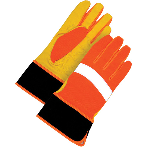 High Visibility Gloves, Size Large, Grain Leather Palm Duraquip Inc