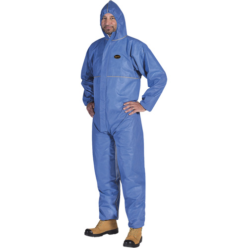 2075 Flame-Resistant SMS Disposable Coveralls, Size Small, Blue Duraquip Inc