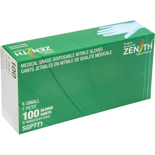 Puncture-Resistant Medical-Grade Disposable Gloves, X-Small, Nitrile, 4.5-mil, Powder-Free, Blue, Class 2 Duraquip Inc