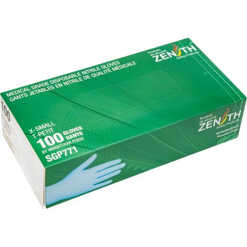 Puncture-Resistant Medical-Grade Disposable Gloves, X-Small, Nitrile, 4.5-mil, Powder-Free, Blue, Class 2 Duraquip Inc