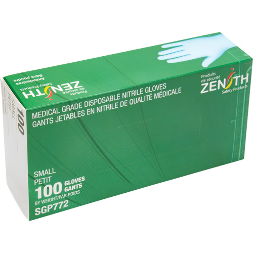 Puncture-Resistant Medical-Grade Disposable Gloves, Small, Nitrile, 4.5-mil, Powder-Free, Blue, Class 2 Duraquip Inc