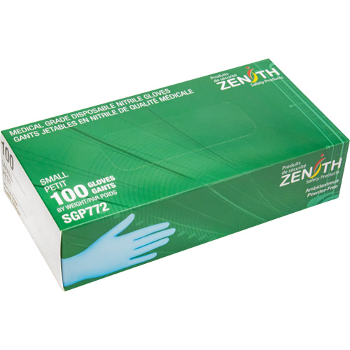 Puncture-Resistant Medical-Grade Disposable Gloves, Small, Nitrile, 4.5-mil, Powder-Free, Blue, Class 2 Duraquip Inc
