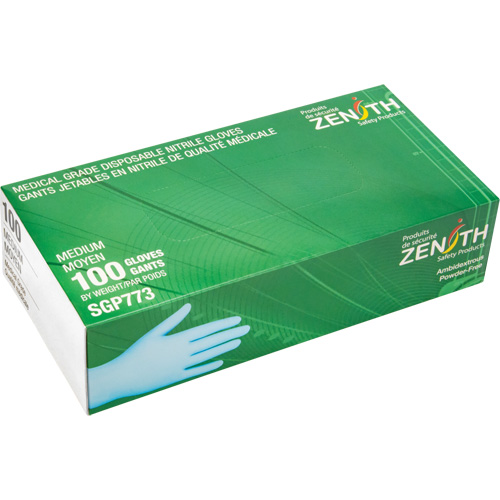 Puncture-Resistant Medical-Grade Disposable Gloves, Medium, Nitrile, 4.5-mil, Powder-Free, Blue, Class 2 Duraquip Inc