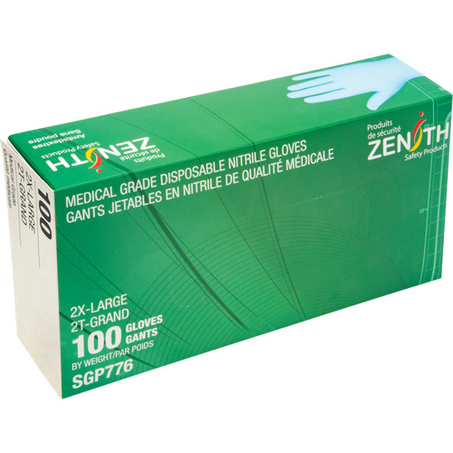 Gants jetables de calibre m&eacute;dical r&eacute;sistants &agrave; la perforation, 2T-Grand, Nitrile, 4,5 mils, Sans poudre, Bleu, Classe 2 Duraquip Inc