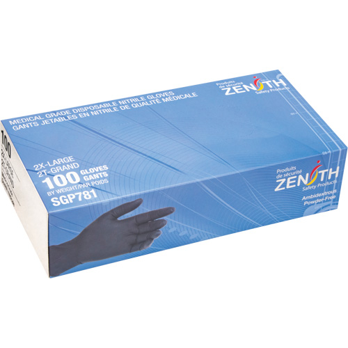 Gants jetables de calibre m&eacute;dical r&eacute;sistants &agrave; la perforation, 2T-Grand, Nitrile, 5 mils, Sans poudre, Noir, Classe 2 Duraquip Inc