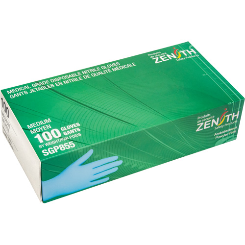 Puncture-Resistant Medical-Grade Disposable Gloves, Medium, Nitrile, 3.5-mil, Powder-Free, Blue, Class 2 Duraquip Inc