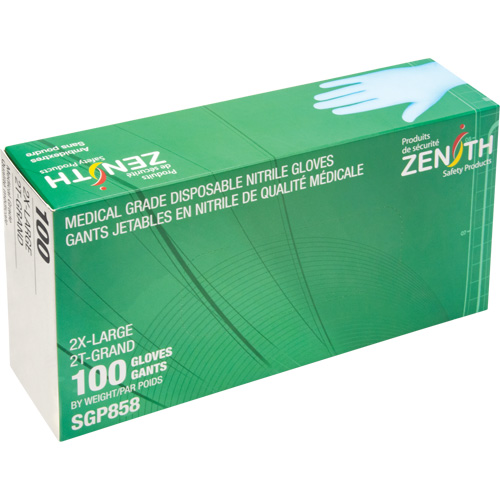 Puncture-Resistant Medical-Grade Disposable Gloves, 2X-Large, Nitrile, 3.5-mil, Powder-Free, Blue, Class 2 Duraquip Inc
