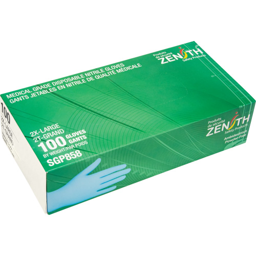 Puncture-Resistant Medical-Grade Disposable Gloves, 2X-Large, Nitrile, 3.5-mil, Powder-Free, Blue, Class 2 Duraquip Inc