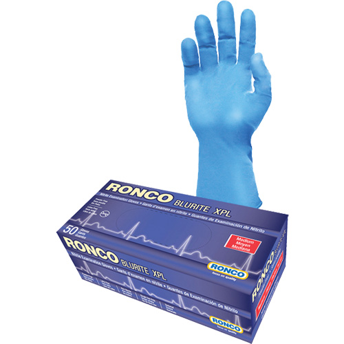 Gants d'examen BLURITE XPL, Petit, Nitrile, 8 mils, Sans poudre, Bleu, Classe 2 Duraquip Inc