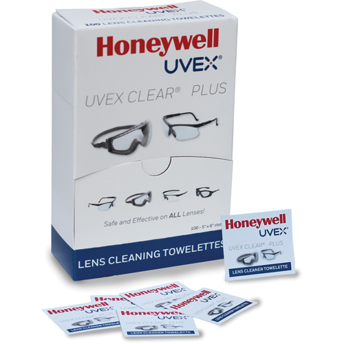 Uvex&reg; Clear&reg; Plus Towelettes, 5.25" x 8", Pack Of 100 Duraquip Inc