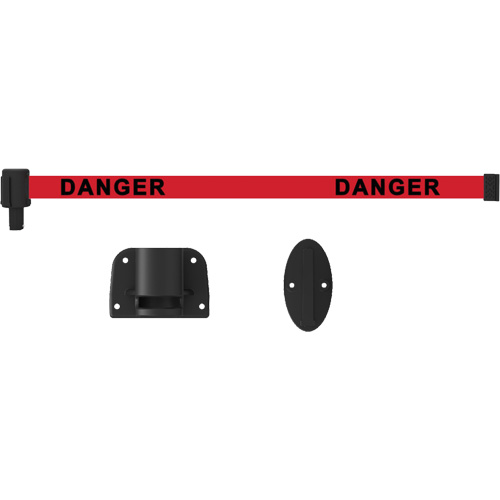 Plus Wall Mount Barrier System, Plastic, Screw Mount, 15', Red Tape Duraquip Inc