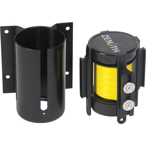 Wall Mount Barrier with Magnetic Tape, Steel, Screw Mount, 7', Yellow Tape Duraquip Inc