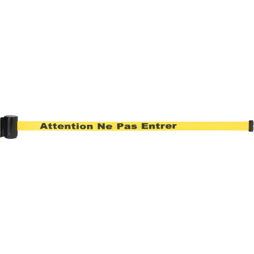 Magnetic Tape Cassette for Build-Your-Own Crowd Control Barrier, Attention ne pas entrer, 7', Yellow Tape Duraquip Inc