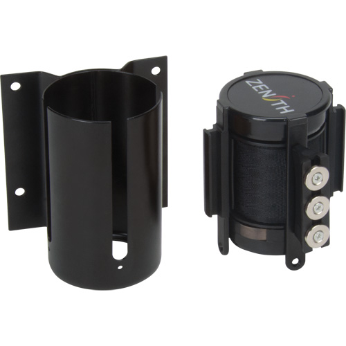 Wall Mount Barrier with Magnetic Tape, Steel, Screw Mount, 12', Black Tape Duraquip Inc