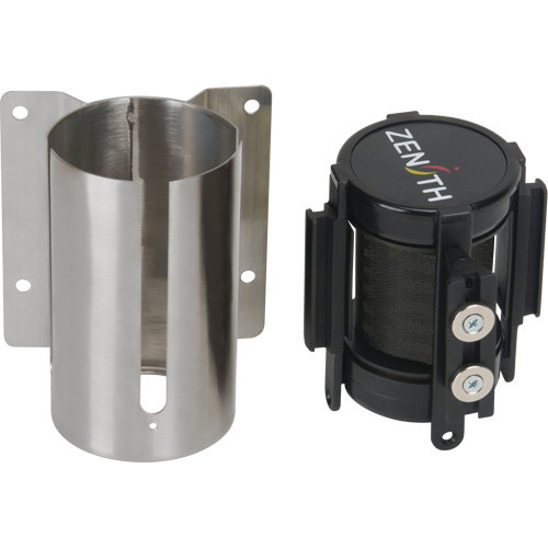 Wall Mount Barrier with Magnetic Tape, Steel, Screw Mount, 7', Black Tape Duraquip Inc