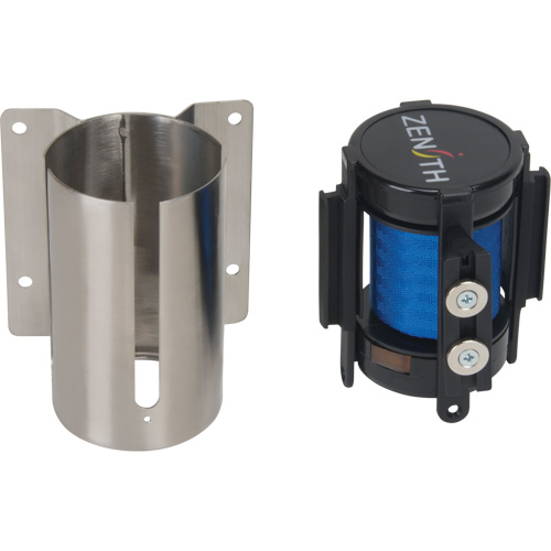 Wall Mount Barrier with Magnetic Tape, Steel, Screw Mount, 7', Blue Tape Duraquip Inc