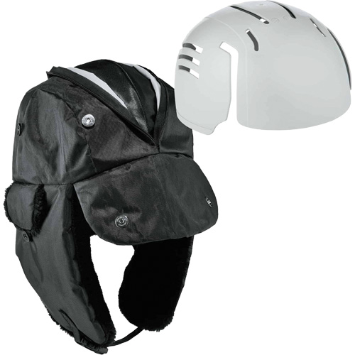N-Ferno&reg; Zippered Trapper Hat with Bump Cap Insert, Polyurethane/Satin Lining, Medium/Small, Black Duraquip Inc
