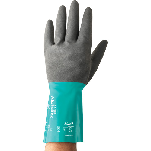 AlphaTec&reg; 58-430 Series Chemical Resistant Gloves, Size 7, 13" L, Nitrile, Cotton/Flock-Lined Inner Lining, 10-mil Duraquip Inc