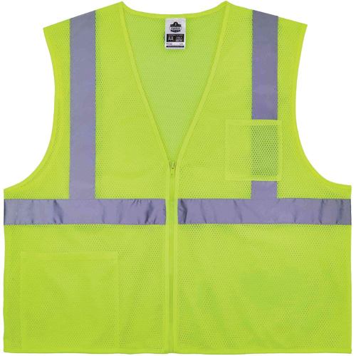 Gilet de s&eacute;curit&eacute; auto-extinguible GloWear 8256Z, Jaune lime haute visibilit&eacute;, Moyen/Petit, Polyester Duraquip Inc