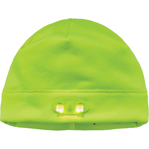 N-Ferno&reg; Skull Cap Beanie Hat with LED Lights, One Size, High-Visibility Lime Green Duraquip Inc