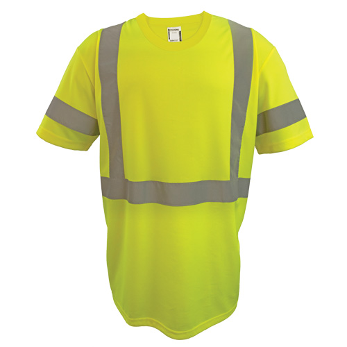 Short Sleeve Safety T-Shirt, Polyester, 2X-Large, High Visibility Lime-Yellow Duraquip Inc