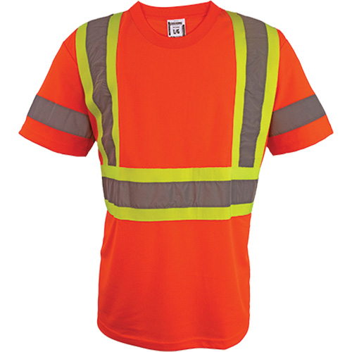 Chemise de s&eacute;curit&eacute; &agrave; manches courtes, Polyester, 2T-Grand, Orange haute visibilit&eacute; Duraquip Inc