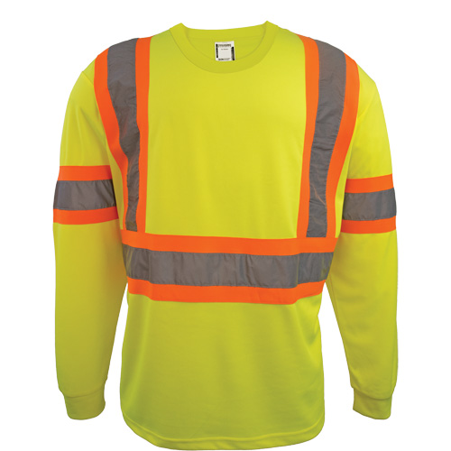 Chemise de s&eacute;curit&eacute; &agrave; manches longues, Polyester, 2T-Grand, Jaune lime haute visibilit&eacute; Duraquip Inc