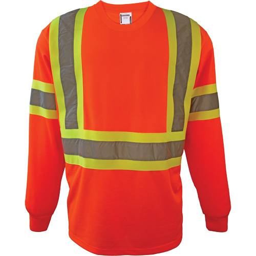 Long Sleeve Safety Shirt, Polyester, 2X-Large, High Visibility Orange Duraquip Inc
