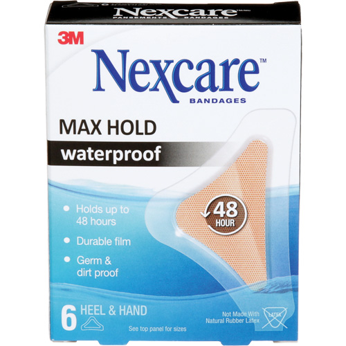Pansements imperm&eacute;ables &agrave; tenue maximale Nexcare, Main/Talon, 3-1/2", Plastique, St&eacute;rile Duraquip Inc