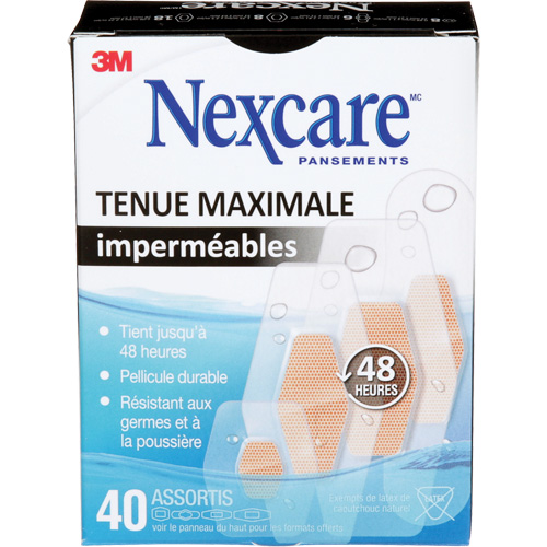 Pansements imperm&eacute;ables &agrave; tenue maximale Nexcare, Assorti, Plastique, St&eacute;rile Duraquip Inc