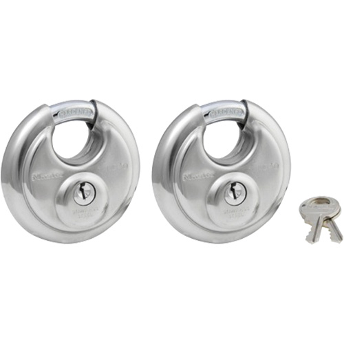Cadenas &agrave; arceau prot&eacute;g&eacute;, Argent, Cl&eacute;s identiques, Acier inoxydable, Largeur de 2-3/4" Duraquip Inc