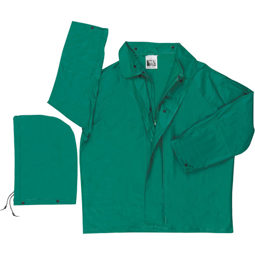 Dominator Limited Flammability Rain Jacket, Polyester/PVC, Medium, Green Duraquip Inc