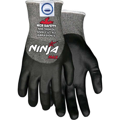 Ninja&reg; Max Cut Resistant Gloves, Size Medium, 10 Gauge, Bi-Polymer Coated, Dyneema&reg; Shell, ASTM ANSI Level A3 Duraquip Inc