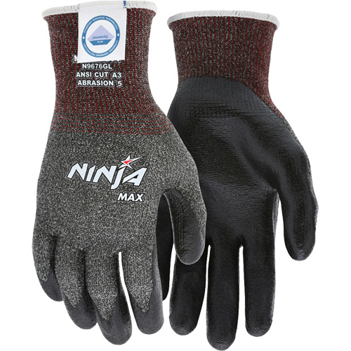 Ninja&reg; Max Cut Resistant Gloves, Size Large, 10 Gauge, Bi-Polymer Coated, Dyneema&reg; Shell, ASTM ANSI Level A3 Duraquip Inc