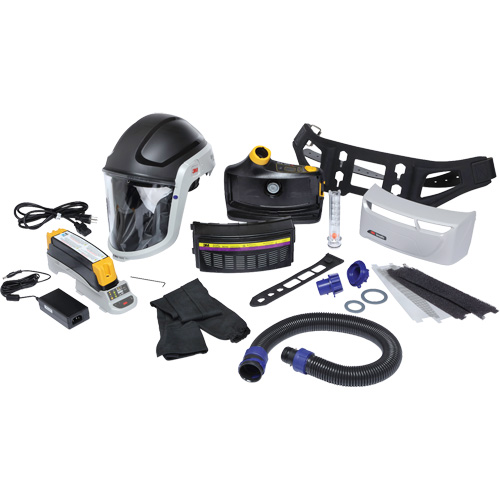 Trousse de respirateur d&eacute;puration dair propuls&eacute; pour lindustrie lourde Versaflo, Capuchon & visi&egrave;re, Pile Lithium-ion Duraquip Inc