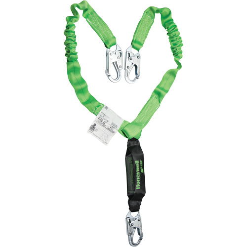 Miller&reg; StretchStop&reg; Shock-Absorbing Lanyard, 6', Locking Snap Hook Center, Locking Snap Hook Leg Ends, Polyester Duraquip Inc