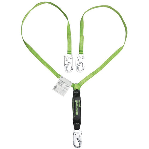 Miller&reg; HP Shock-Absorbing Lanyard, 4', Locking Snap Hook Center, Locking Snap Hook Leg Ends, Polyester Duraquip Inc