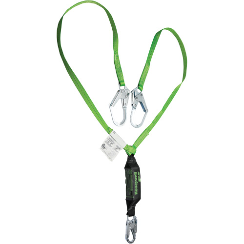 Miller&reg; HP Shock-Absorbing Lanyard, 6', Locking Rebar Hook Center, Locking Snap Hook Leg Ends, Polyester Duraquip Inc