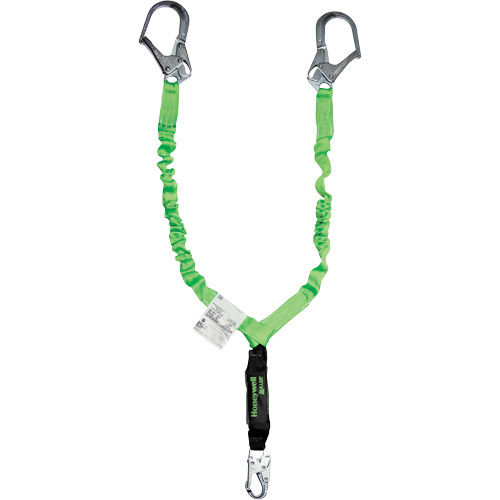 Miller&reg; StretchStop&reg; Shock-Absorbing Lanyard, 6', Scaffold Hook Center, Locking Snap Hook Leg Ends, Polyester Duraquip Inc